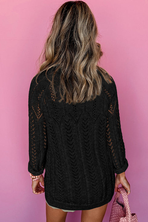 Solid Open Knit Cardigan